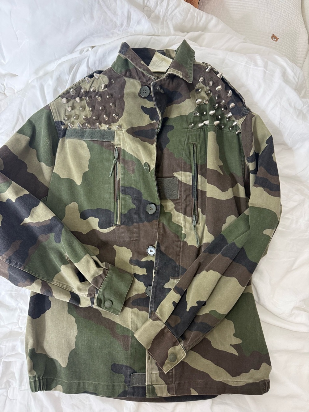 Camouflage Studded Oversized Jacket - Green - Picture 2 of 4